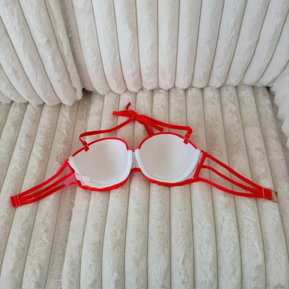 Victoria's Secret Lot‎ of 2 Swimwear Bikini Tops Padded Halter Tie 36C